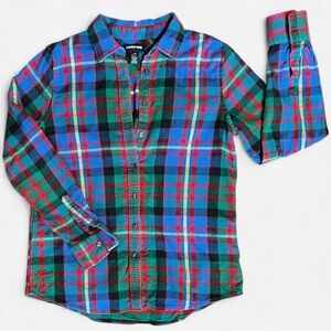 Lands’ End Colorful Plaid Flannel Button Down